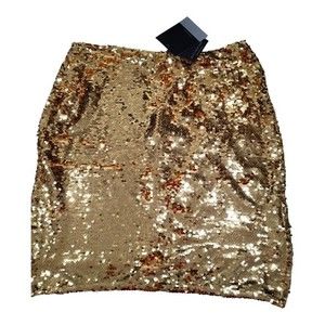 NWT Andrew Marc Gold Sequined Skirt